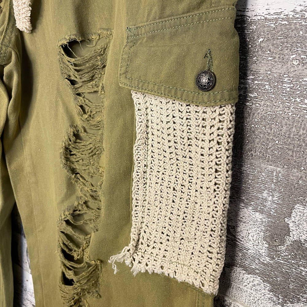 Pol Green Distressed Patchwork Joggers - image 6